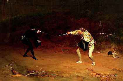 剑与匕首决斗`The Sword and Dagger Duel by John Pettie