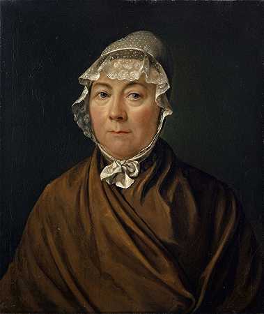 艺术家肖像母亲玛丽亚·玛格达莱娜·米维尔·洛茨二世`Portrait of the Artists Mother, Maria Magdalena Miville~Lotz II (1824) by Jakob Christoph Miville