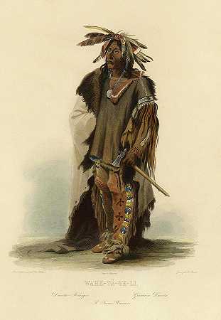 给苏族战士`A Sioux Warrior by Karl Bodmer