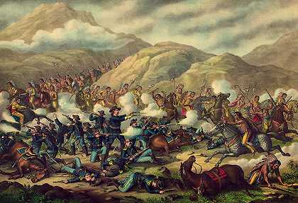 1876年的小大角战役`The Battle of Little Big Horn, 1876 by American School