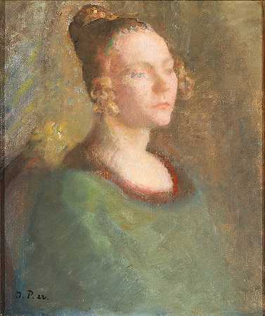 女性肖像`Kvindeportræt (1922) by Julius Paulsen