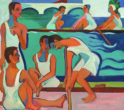 赛艇运动员`Rowers by Ernst Ludwig Kirchner