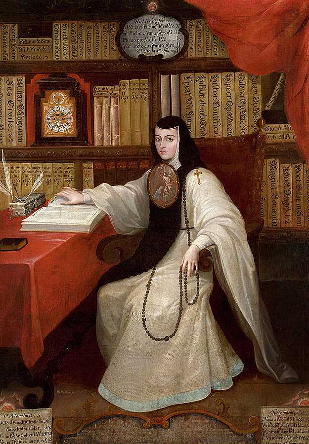 苏尔·胡安娜·德拉克鲁兹肖像`Portrait of Sor Juana Ines de la Cruz by Miguel Cabrera