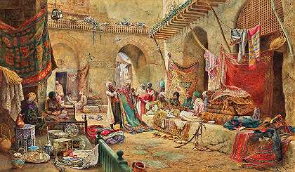 开罗地毯集市`The Carpet Bazaar, Cairo by Charles Robertson