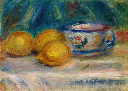 静物，三个柠檬和一个杯子`Nature Morte, Trois Citrons Et Une Tasse (circa 1895) by Pierre-Auguste Renoir