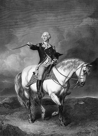 1776年，华盛顿在特伦顿球场接受敬礼`Washington Receiving a Salute on the Field of Trenton, 1776 by William Holl