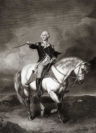 乔治·华盛顿在特伦顿球场接受敬礼`George Washington Receiving a Salute on the Field of Trenton by William Holl