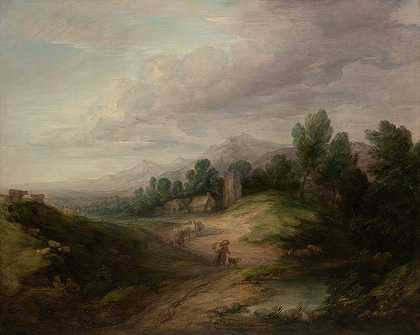 树木繁茂的高地景观`Wooded Upland Landscape (1783) by Thomas Gainsborough