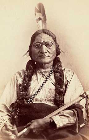 坐牛，北美土著酋长，1881年`Sitting Bull, Native North American Chief, 1881 by American School