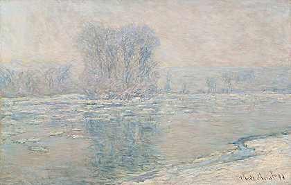 冰块，白色效果`Glaçons, Effet Blanc (1893) by Claude Monet