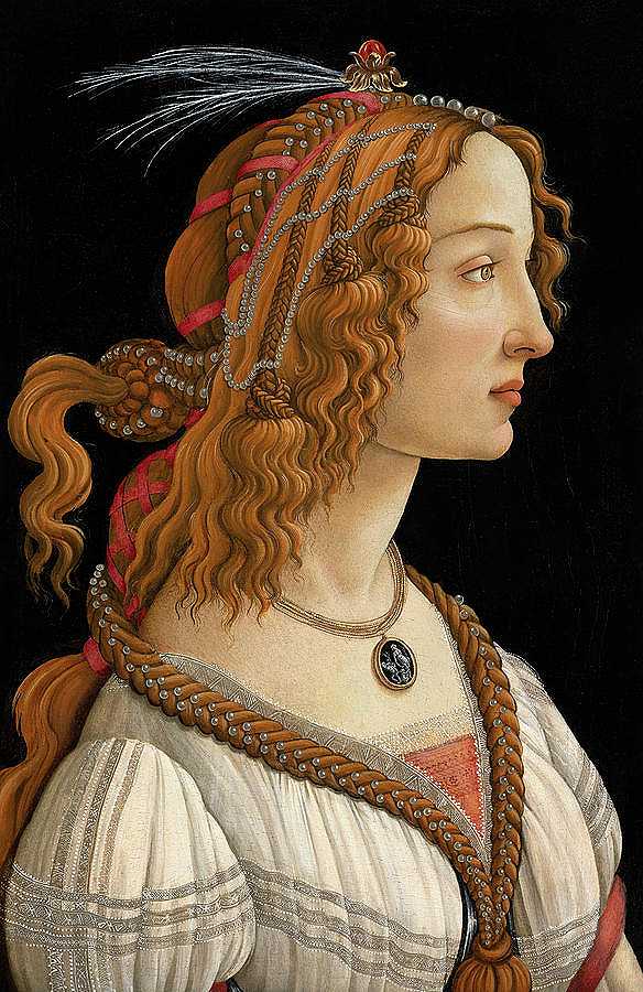 理想化的一位女士肖像，1480年`Idealized Portrait of a Lady, 1480 by Sandro Botticelli