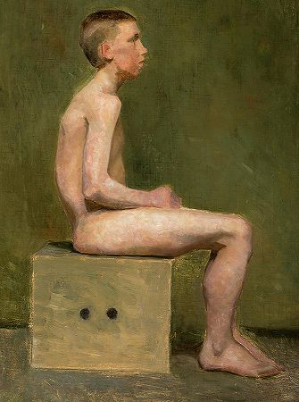 坐着的男孩`Sitting Boy by Marie Kroyer