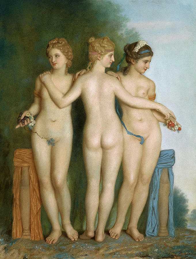 格雷斯三世，1737年`The Three Graces, 1737 by Jean-Etienne Liotard