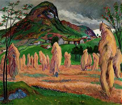 谷物极，1920-1922年`Grain Poles, 1920-1922 by Nikolai Astrup
