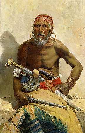 阿拉伯酋长，1874年`Arab Chief, 1874 by Mariano Fortuny y Carbo