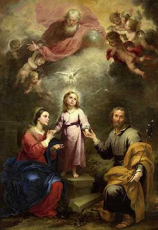 《天与地三位一体》，1675-1682年`The Heavenly and Earthly Trinities, 1675-1682 by Bartolome Esteban Murillo