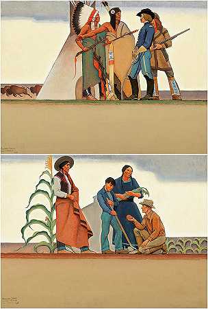 美国印第安人，昨天和今天`American Indians, Yesterday and Today by Maynard Dixon