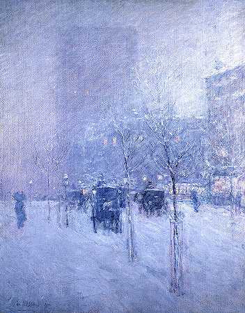 下午晚些时候，纽约，冬季，日期为1900年`Late Afternoon, New York, Winter, Dated 1900 by Childe Hassam