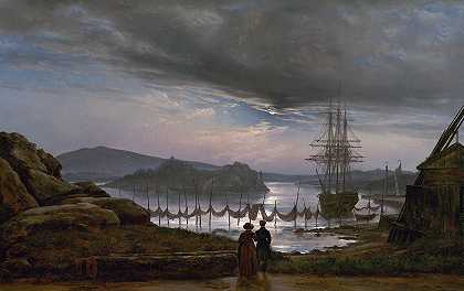 从克里斯蒂亚尼亚附近的瓦克罗眺望`View from Vaekero near Christiania (1827) by Johan Christian Dahl