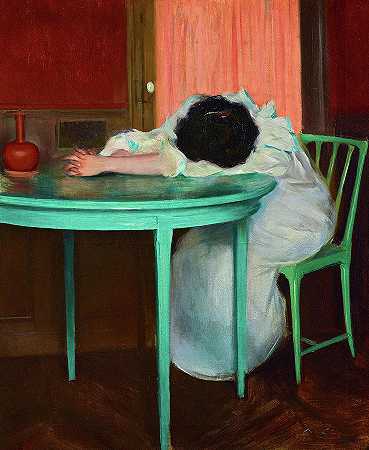 劳累，1895-1900`Tired, 1895-1900 by Ramon Casas