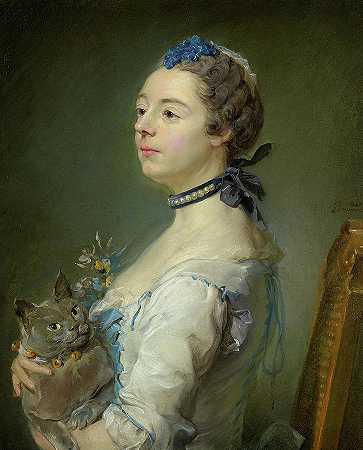 马格达琳·平塞洛普·德拉格兰奇，1747年`Magdaleine Pinceloup de la Grange, 1747 by Jean-Baptiste Perronneau