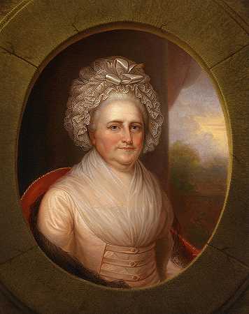 玛莎·丹德里奇·卡斯蒂斯华盛顿，1853年`Martha Dandridge Custis Washington, 1853 by Rembrandt Peale