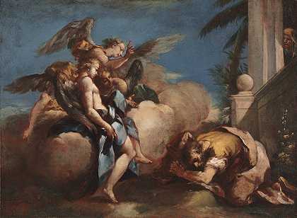 向亚伯拉罕显现的天使`The Angels Appearing to Abraham (1750s) by Francesco Guardi