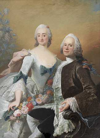 宫廷珠宝商克里斯托弗·法布里修斯和他的妻子冈德尔·伯恩茨`The Court Jeweller Christopher Fabritius and his Wife Gundel, née Berntz (1752) by Peder Als