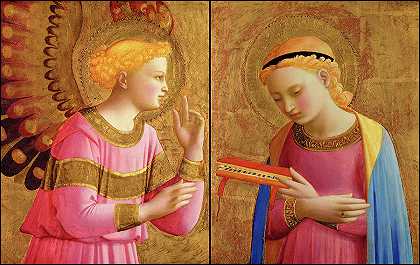 年金，1450-1455年`The Annucation, 1450-1455 by Fra Angelico