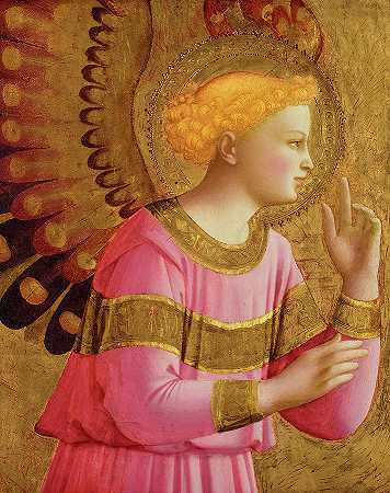 通知天使，1450-1455`Annunciatory Angel, 1450-1455 by Fra Angelico