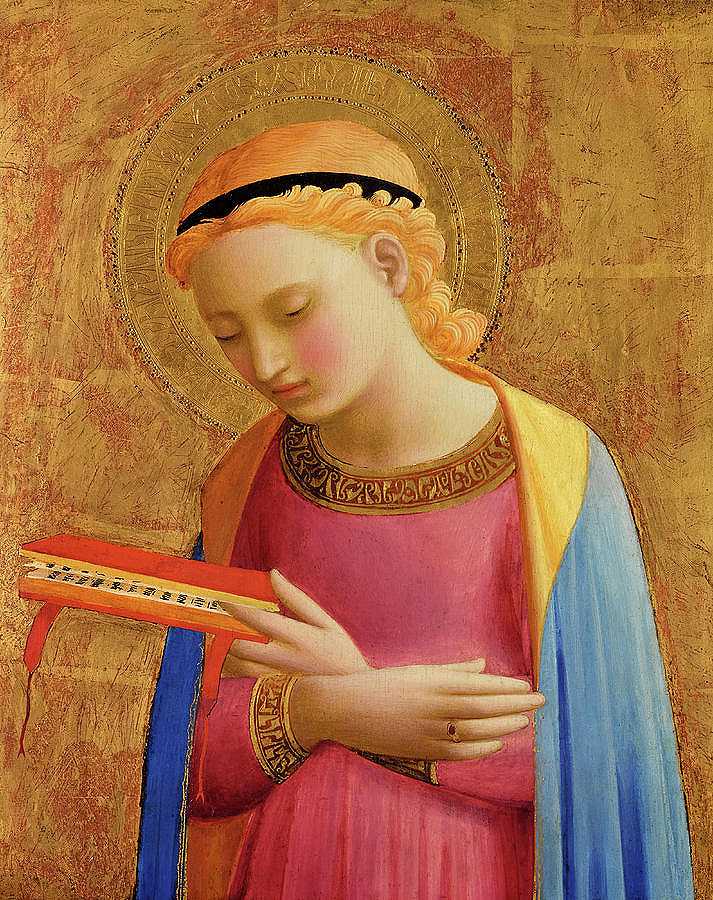 维珍通告，1450-1455`Virgin Annunciate, 1450-1455 by Fra Angelico