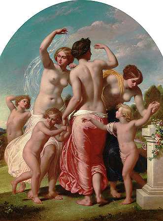 希腊神话中的三种恩典`The Three Graces, Greek Mythology by William Edward Frost