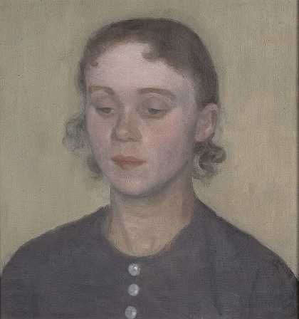 艺术家伊达的妻子艾达·哈默什·伊尔斯特德`The Artists Wife, Ida Hammershøi, née Ilsted (1894) by Vilhelm Hammershøi
