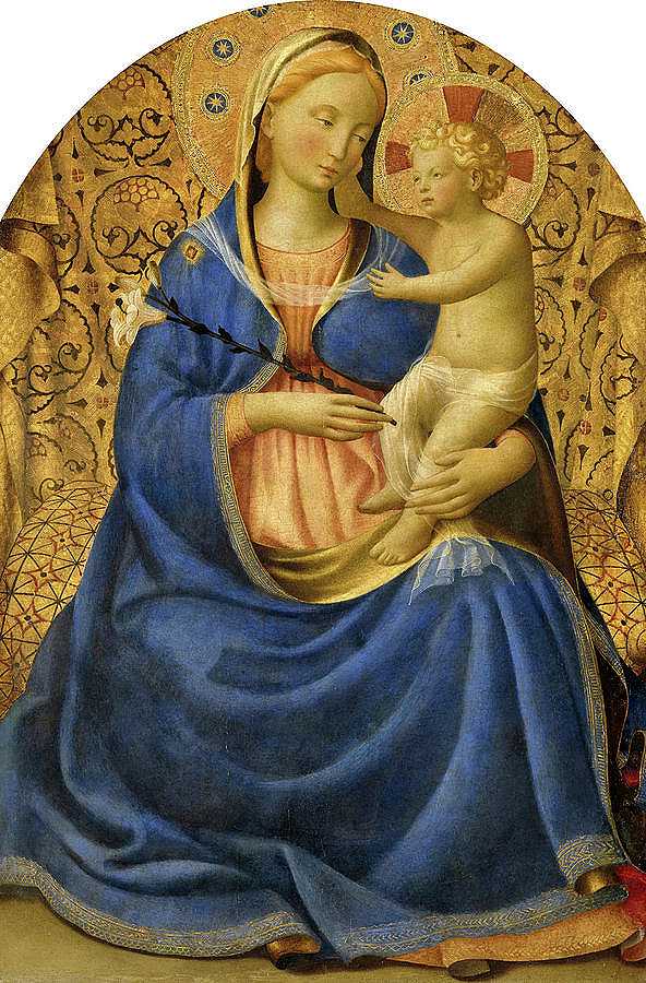 圣母玛利亚与基督之子`Madonna of Humility with Christ Child by Fra Angelico