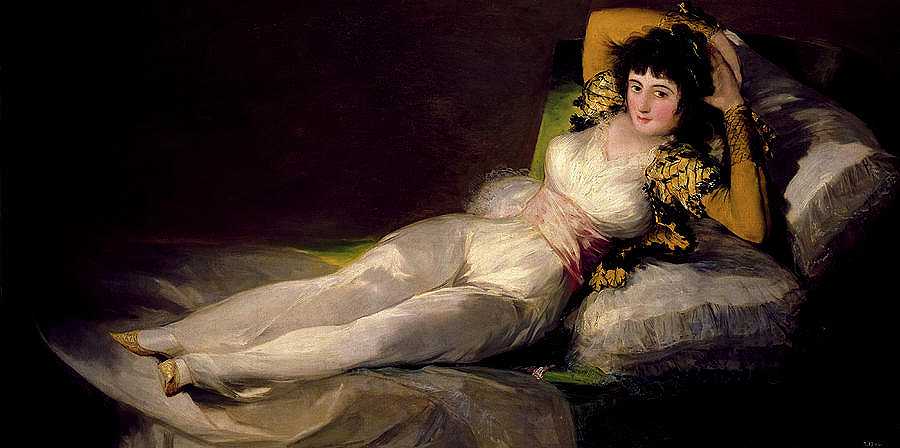 穿着衣服的玛雅，1800-1807年`The Clothed Maja, 1800-1807 by Francisco Goya