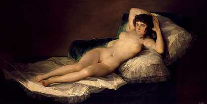 裸体玛雅，1795-1800年`The Nude Maja, 1795-1800 by Francisco Goya