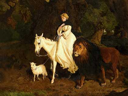 羔羊和狮子`The Lamb with the Lion by Charles Burton Barber