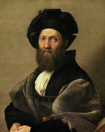 巴尔达萨雷·卡斯蒂格利奥尼肖像，1514-1515年`Portrait of Baldassare Castiglione, 1514-1515 by Raphael