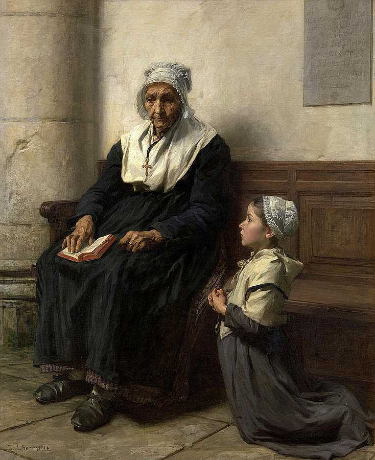 祖母`The Grandmother by Leon Augustin Lhermitte