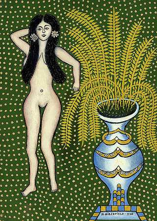 裸体花瓶`Nude with Vase by Morris Hirshfield