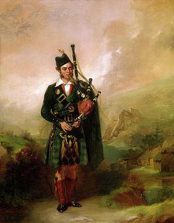 给维多利亚女王的风笛手安格斯·麦凯`Piper to Queen Victoria, Angus MacKay by Alexander Johnston
