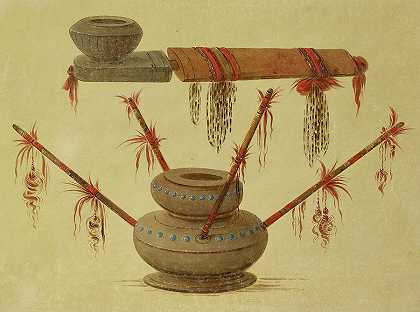 管道组合，曼丹的Medecine神秘管道`Portfolio of Pipes, Medecine mystery Pipes of the Mandans by George Catlin