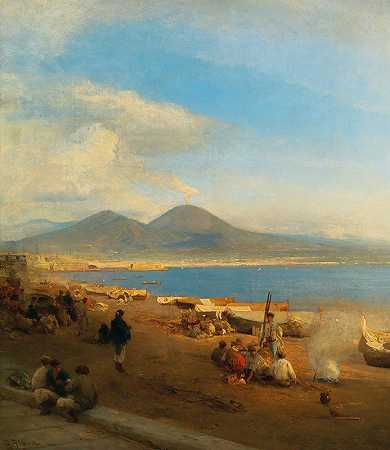 从波西里波俯瞰那不勒斯湾`A view of the Gulf of Naples from Posilippo by Albert Flamm