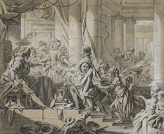 乔逃离公爵的仆人`Sancho Fleeing from the Servants of the Duke (1735~1736) by François Boucher 