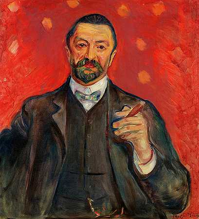 菲利克斯·奥尔巴赫肖像，1906年`Portrait of Felix Auerbach, 1906 by Edvard Munch