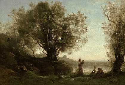 俄耳甫斯悲叹欧律狄斯，1861-1865`Orpheus Lamenting Eurydice, 1861-1865 by Jean-Baptiste-Camille Corot