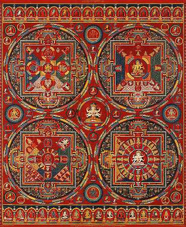 金刚乘系列中的四个曼陀罗`Four Mandalas of the Vajravali Series by Tibetan Buddhism