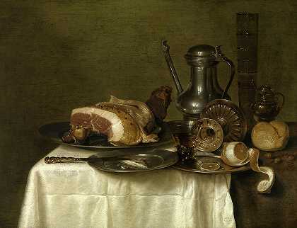 1643年《火腿面包静物》`Still Life with Ham and Bread, 1643 by Willem Claesz Heda