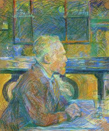 文森特·梵高画像，1887年`Portrait of Vincent van Gogh, 1887 by Henri de Toulouse-Lautrec