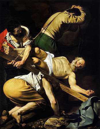 圣彼得受难，1600-1601年`Crucifixion of Saint Peter, 1600-1601 by Caravaggio
